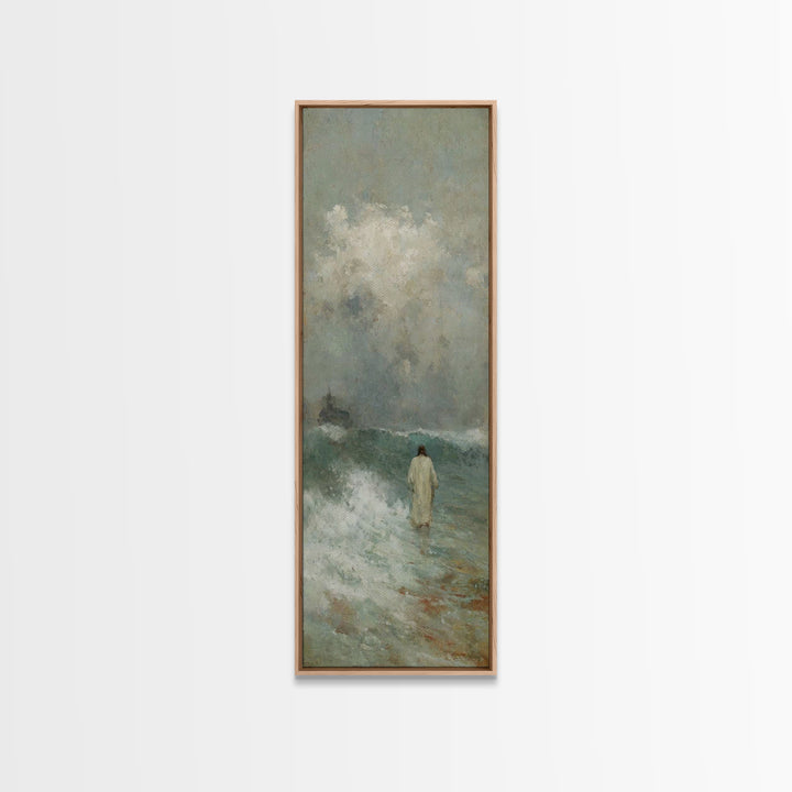 Stormless Grace, Framed Canvas Print, Tall Skinny Art Print, Christian Wall Art, Jesus Painting, Christian Canvas, Christmas Art