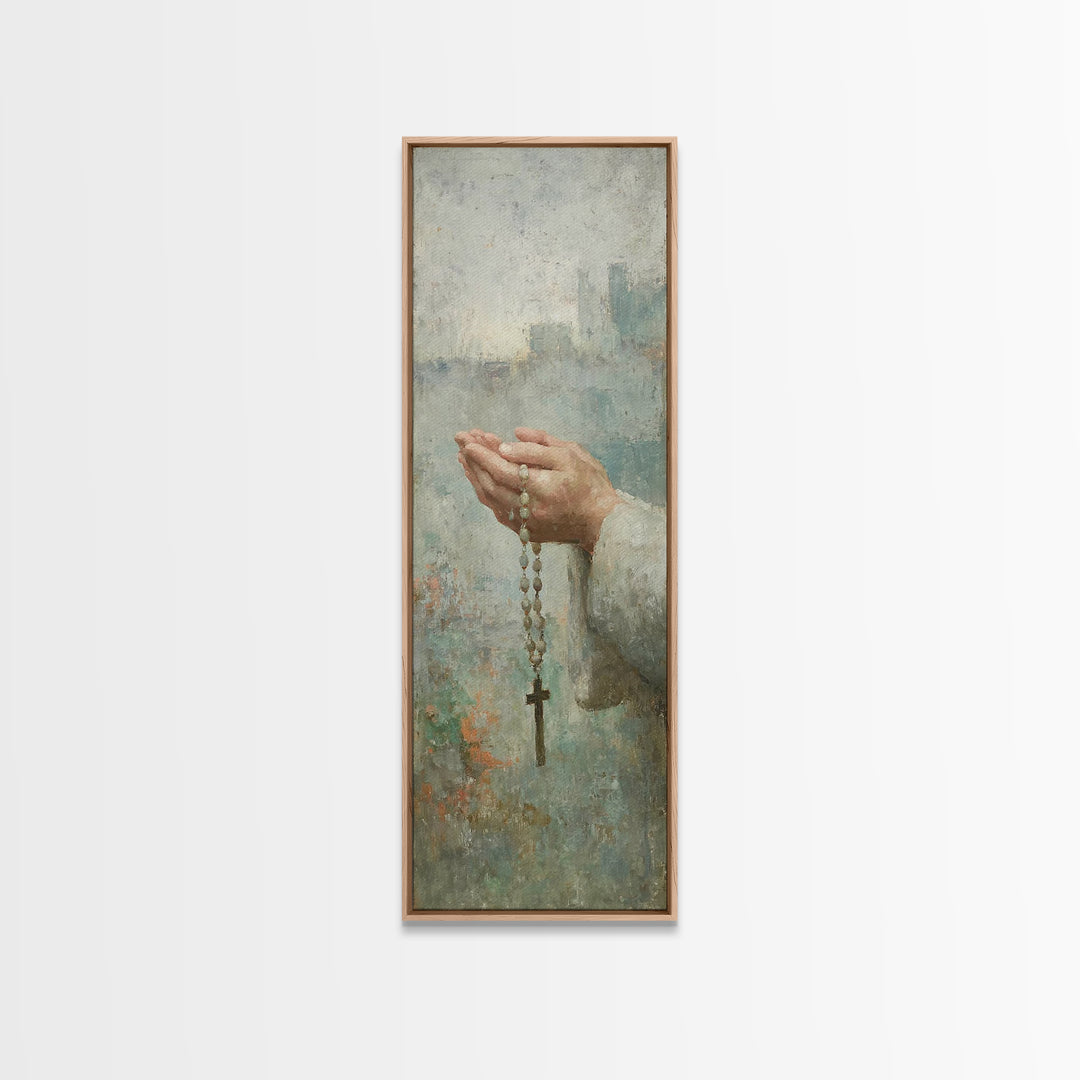 Hands Of Devotion – Framed Canvas Print – Christian Art Canvas – Christian Wall Art – Narrow Art – Christian Art – Christian Decoration – C