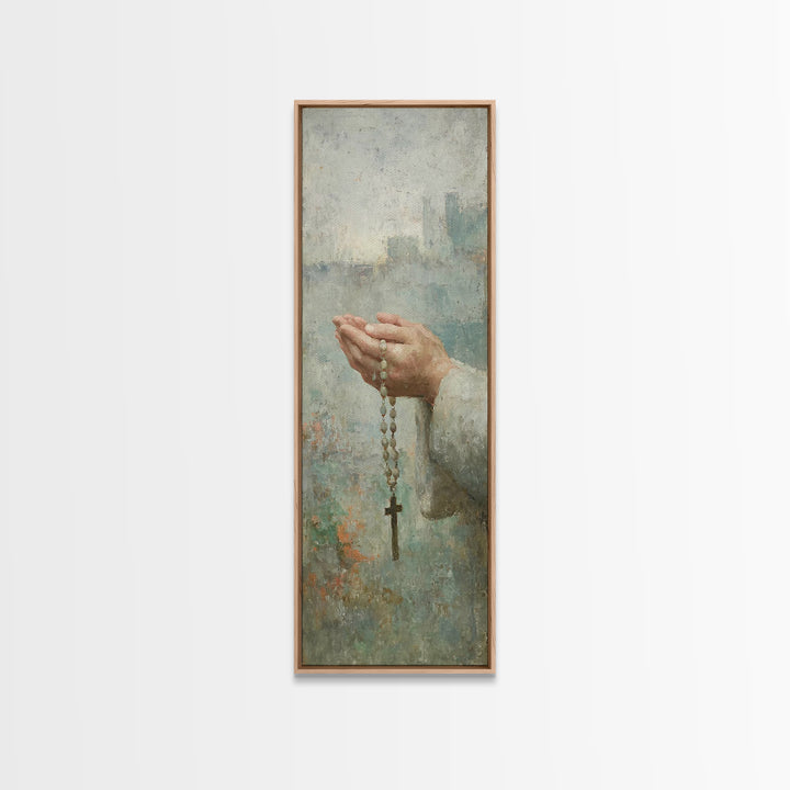 Hands Of Devotion – Framed Canvas Print – Christian Art Canvas – Christian Wall Art – Narrow Art – Christian Art – Christian Decoration – C