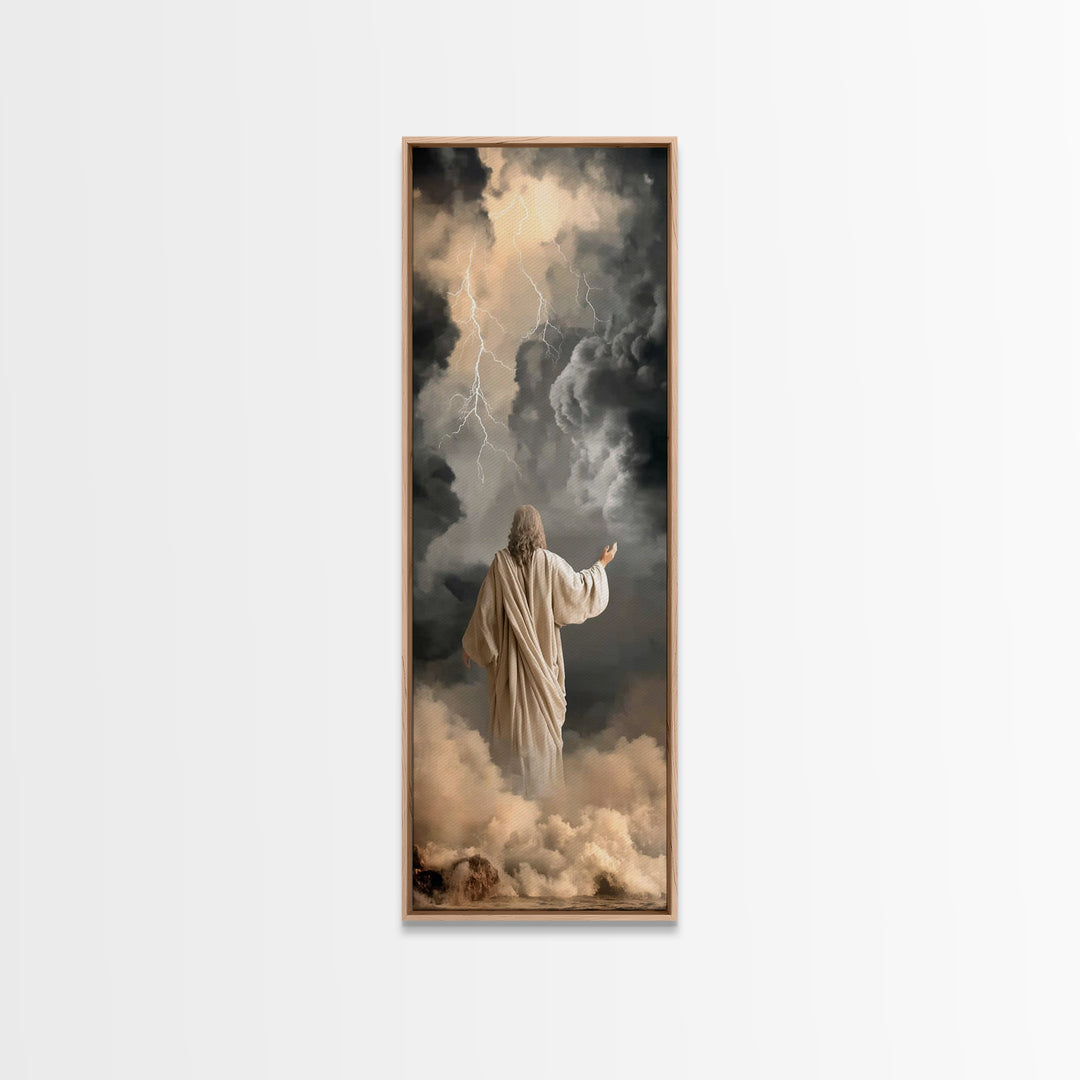 Storms Of Covenant – Framed Canvas Print – Christian Wall Art – Jesus Painting – Narrow Art – Christian Art Canvas – Christian Decor