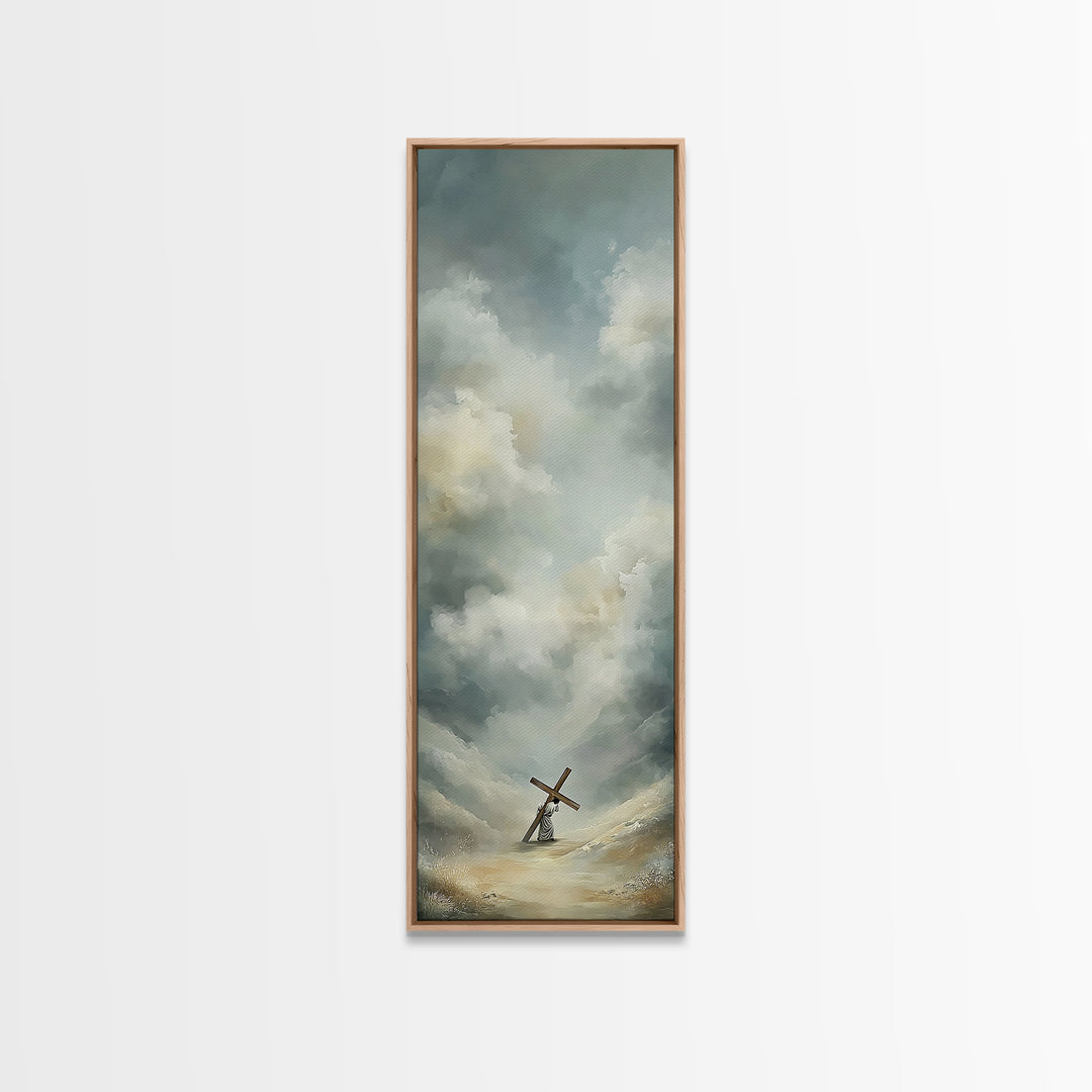 Comforting Light, Framed Canvas Print, Christian Wall Art, Modern Christian Art, Narrow Art, Jesus Painting Canvas, Christian Decorations