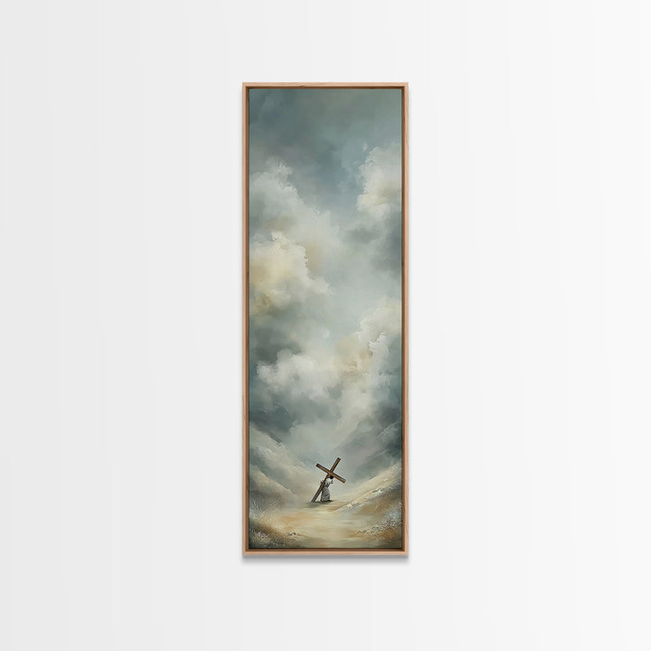 Comforting Light, Framed Canvas Print, Christian Wall Art, Modern Christian Art, Narrow Art, Jesus Painting Canvas, Christian Decorations