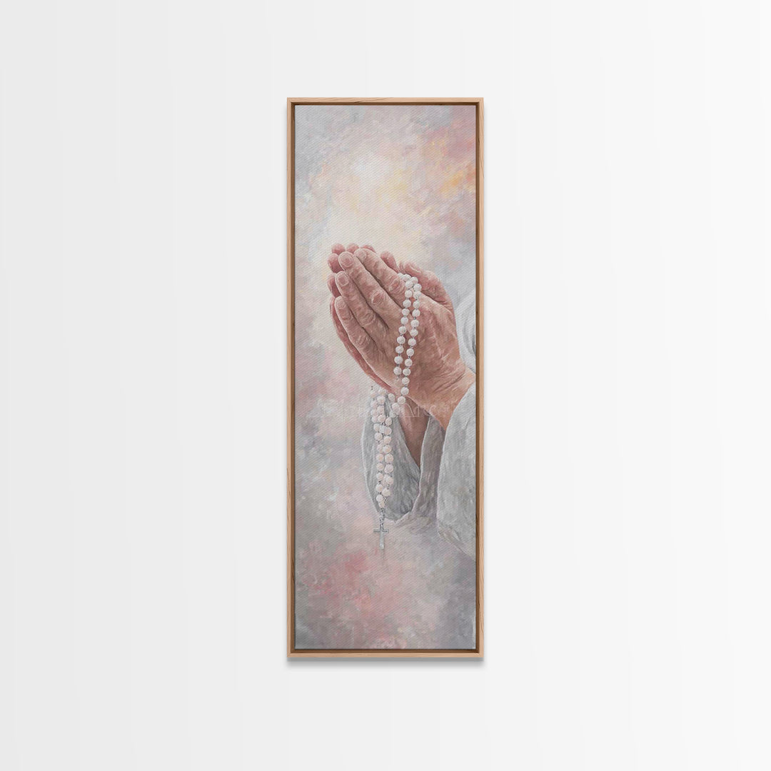 Prayerful Light – Framed Canvas Print – Christian Art – Christian Art Canvas – Skinny Art – Christian Wall Art – Christian Gift Ideas – Chr