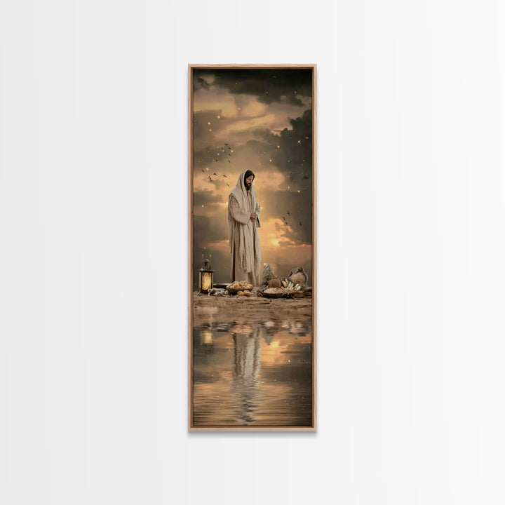 Blessed Provision | Framed Canvas Print | Christian Art Canvas | Jesus Painting | Christian Wall Art | Narrow Art | Modern Christian Art |
