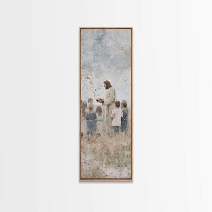 Heaven’s Little Ones – Framed Canvas Print – Jesus Painting – Christian Wall Art – Christian Art Canvas – Modern Christian Art – Christian