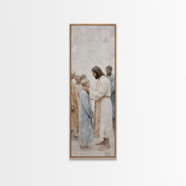 Grace Upon Children – Framed Canvas Print – Christian Wall Art – Jesus Painting – Christian Art Canvas – Large Christian Art – Christian Gi