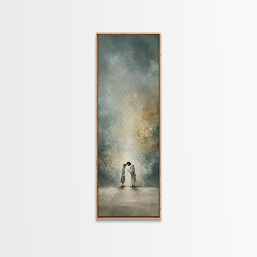 Sacred Morning Peace – Framed Canvas Print – Christian Art Canvas – Jesus Painting – Christian Wall Art – Minimalist Christian Art – Christ