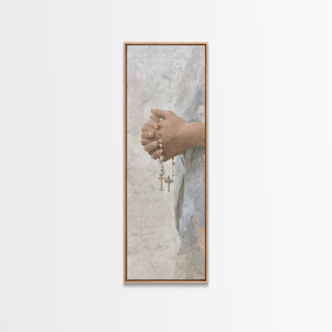 Sacred Rosary Hope – Framed Canvas Print – Christian Art Canvas – Christian Art – Christian Wall Art – Tall Skinny Art Print – Christian Ch