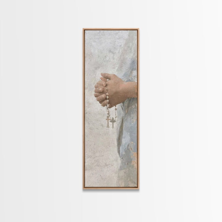 Sacred Rosary Hope – Framed Canvas Print – Christian Art Canvas – Christian Art – Christian Wall Art – Tall Skinny Art Print – Christian Ch