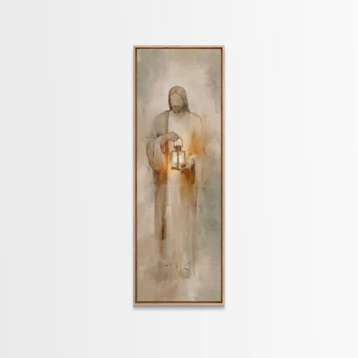 Lantern Of Hope – Framed Canvas Print – Christian Wall Art – Jesus Painting – Christian Art Canvas – Tall Narrow Wall Art – Christmas Art