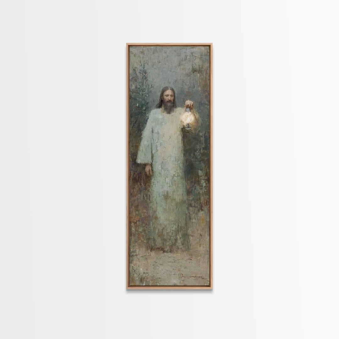 Gentle Shepherd – Framed Canvas Print – Christian Art Print – Jesus Painting – Christian Wall Art – Skinny Art – Christmas Wall Art