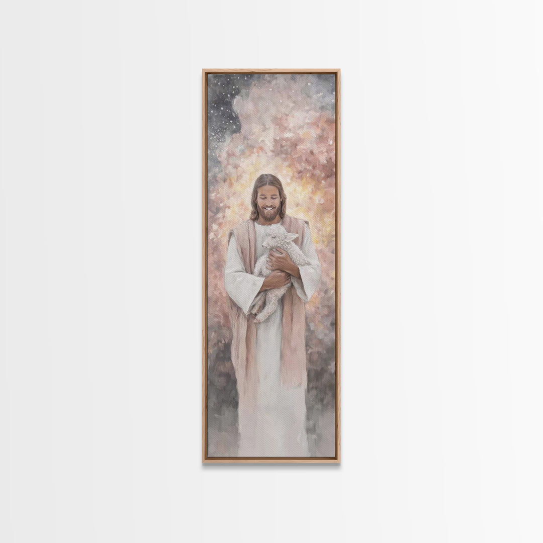 Everlasting Comfort – Framed Canvas Print – Jesus Painting – Christian Wall Art – Christian Art Print – Skinny Art – Christmas Art