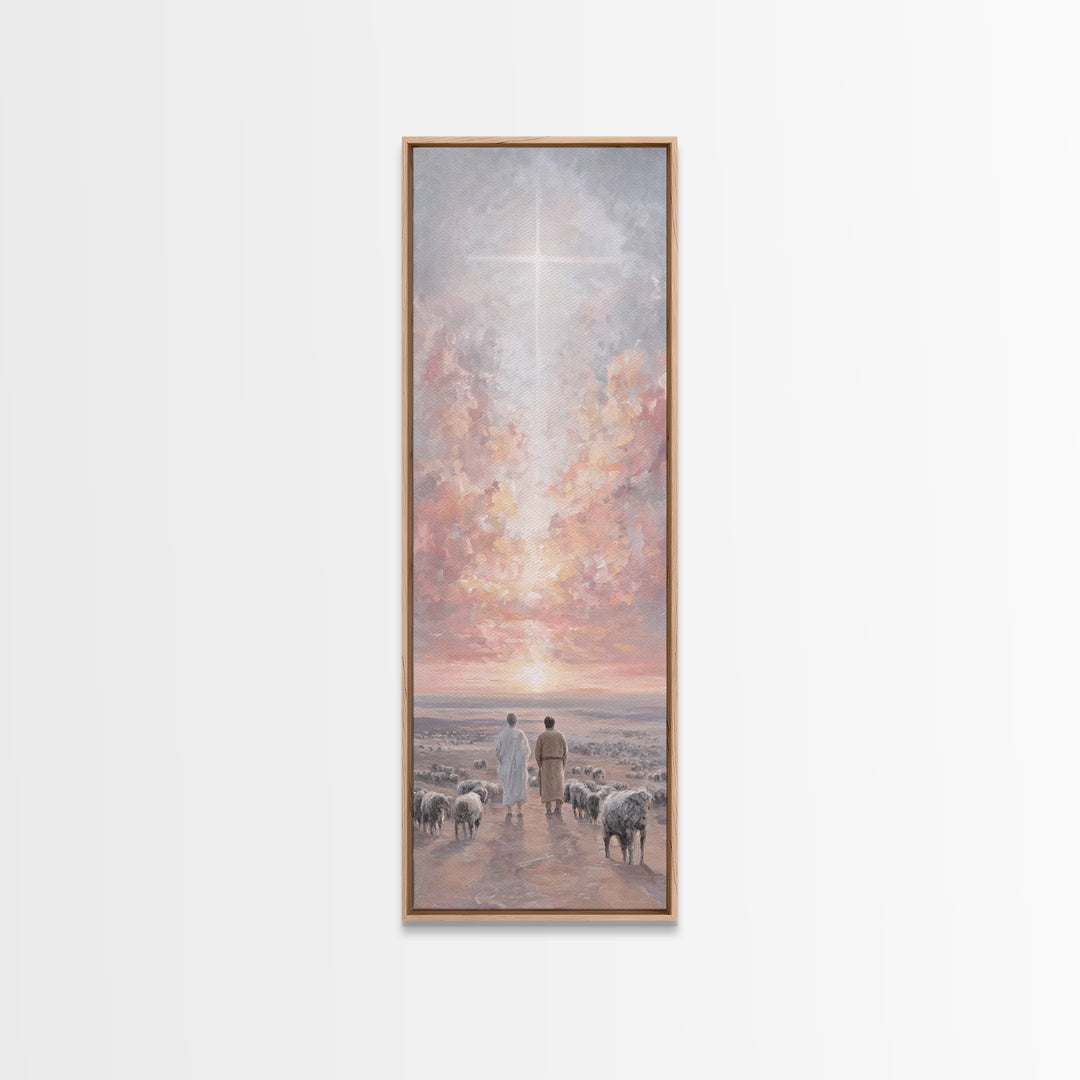 Dawn Of Promise – Framed Canvas Print – Christian Wall Art – Tall Skinny Art Print – Christian Art Canvas – Christmas Art