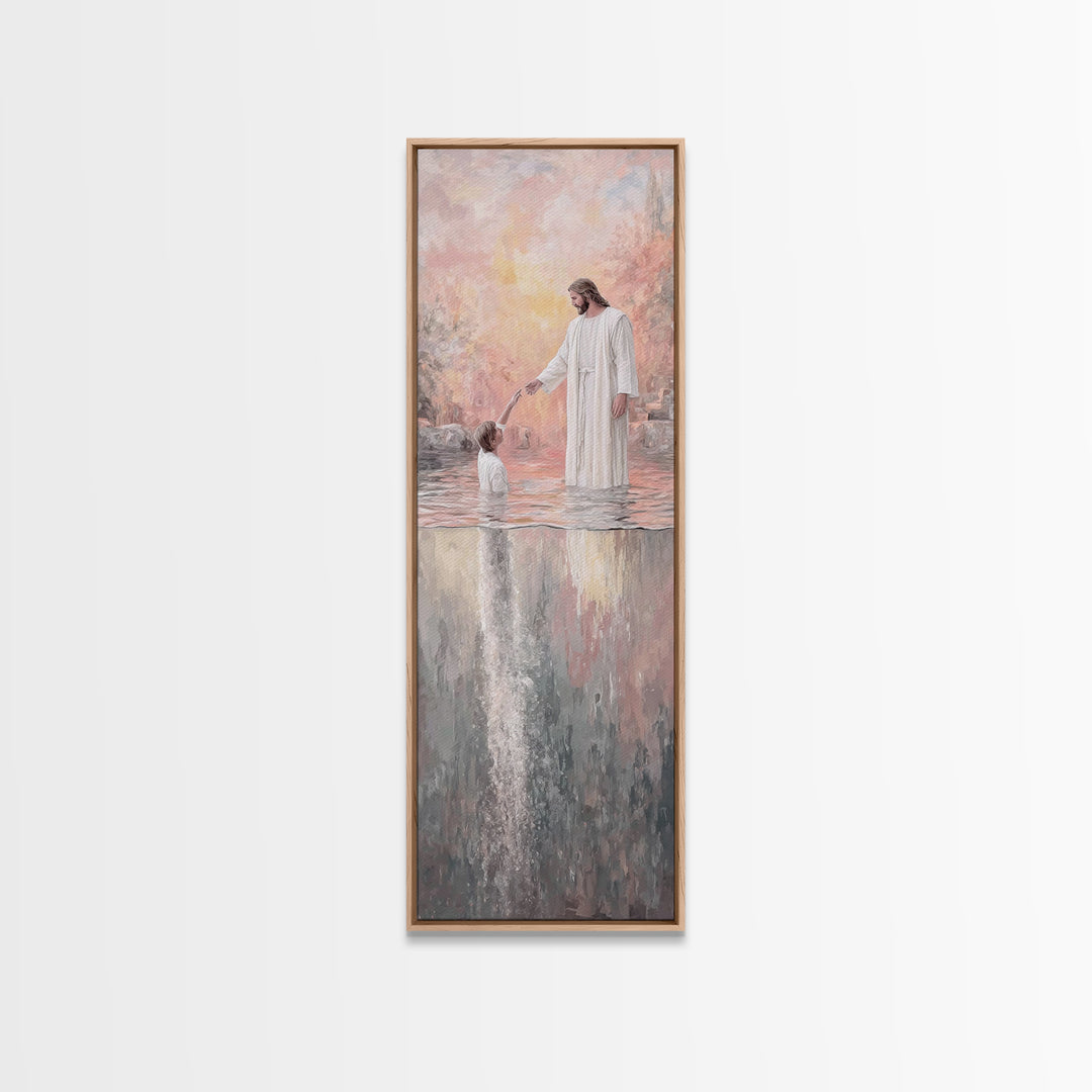 Deep Calling Light – Framed Canvas Print – Christian Art Print – Jesus Painting – Narrow Art – Modern Christian Art