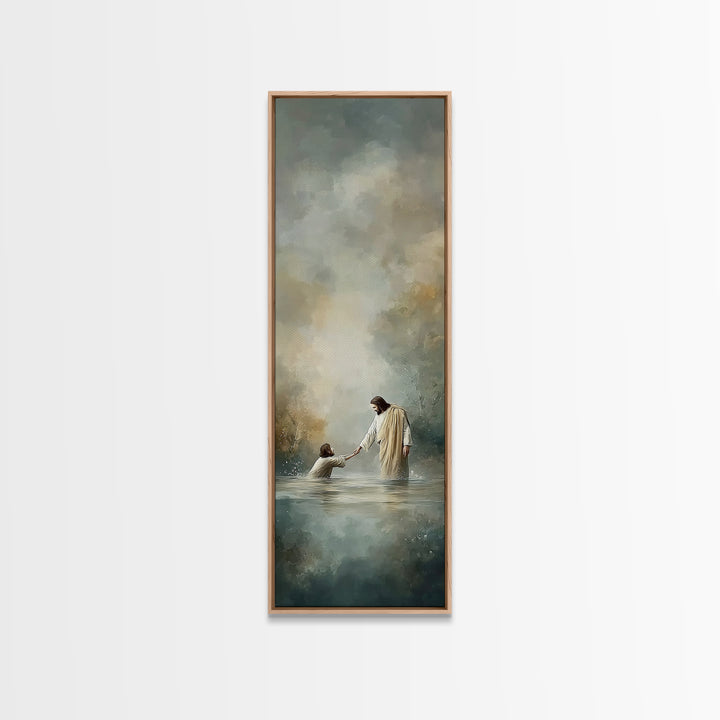 Garden Of Prayer – Framed Canvas Print – Christian Wall Art – Christian Art Canvas – Tall Skinny Art Print – Jesus Painting