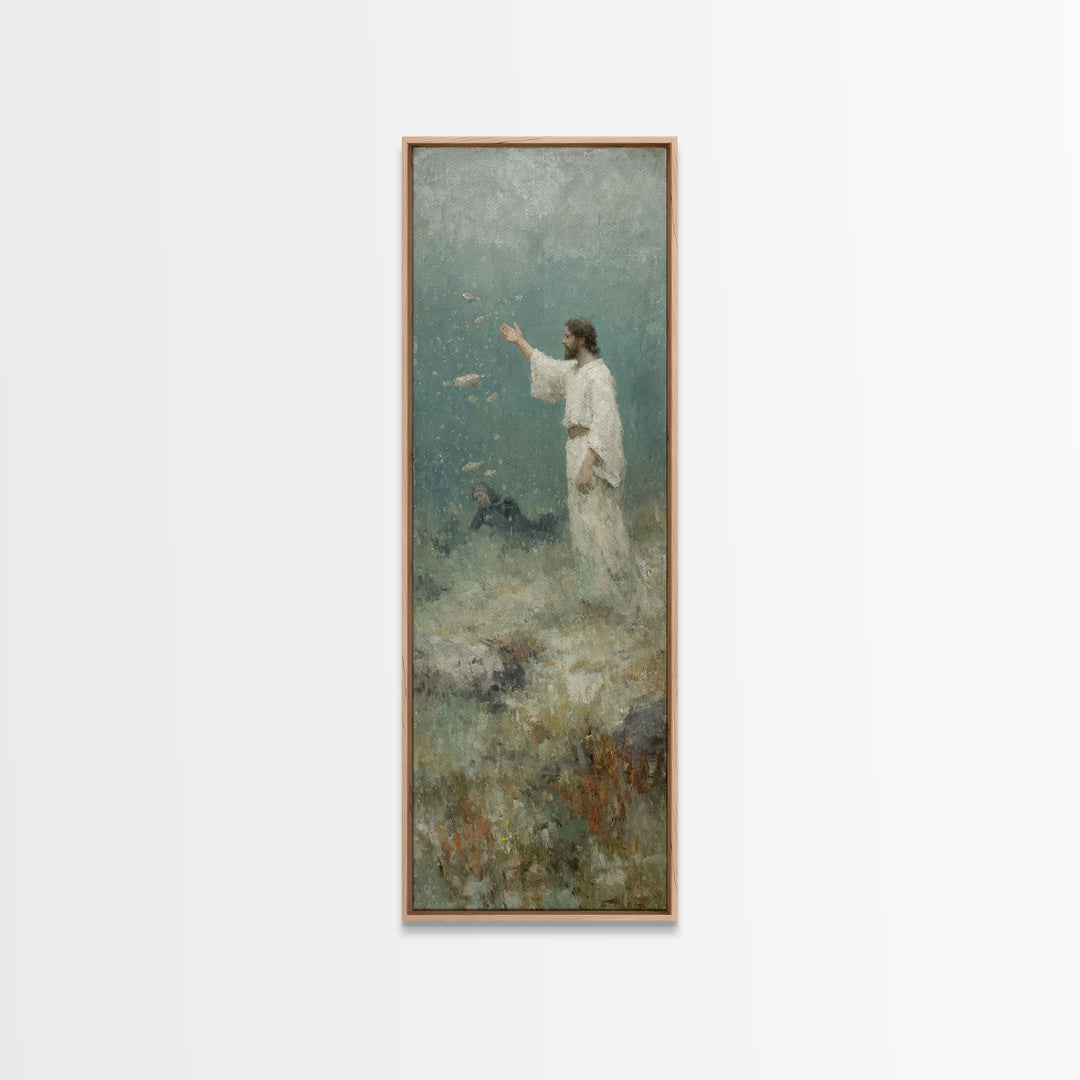 Rising In Grace – Framed Canvas Print – Christian Art Canvas – Christian Wall Art – Skinny Art – Jesus Painting