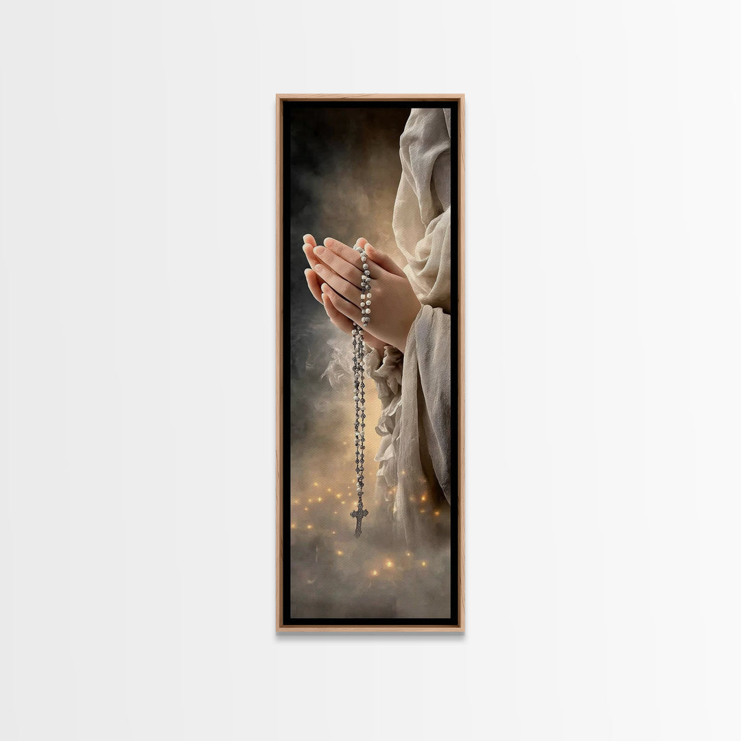 Prayers Of Light - Framed Canvas Print - Christian Wall Art - Christian Art Canvas - Jesus Painting - Christian Christmas Art - Tall Narrow