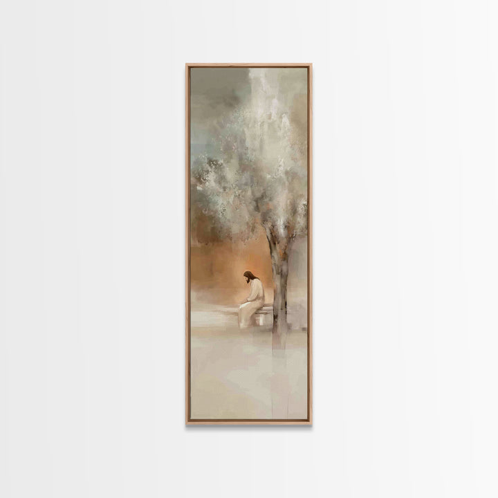 Solitude Of Grace – Framed Canvas Print – Christian Wall Art – Tall Skinny Art Print – Christian Art Canvas – Jesus Painting