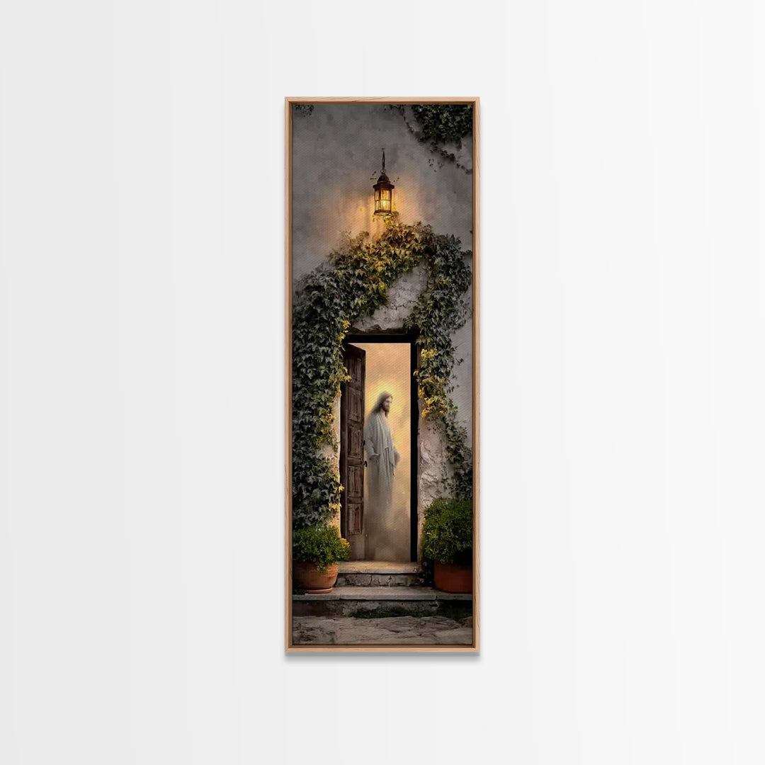Autumn Gate Promise – Framed Canvas Print – Christian Wall Art – Jesus Painting – Tall Skinny Art Print – Christian Art Canvas