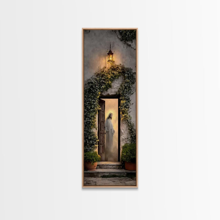 Autumn Gate Promise – Framed Canvas Print – Christian Wall Art – Jesus Painting – Tall Skinny Art Print – Christian Art Canvas