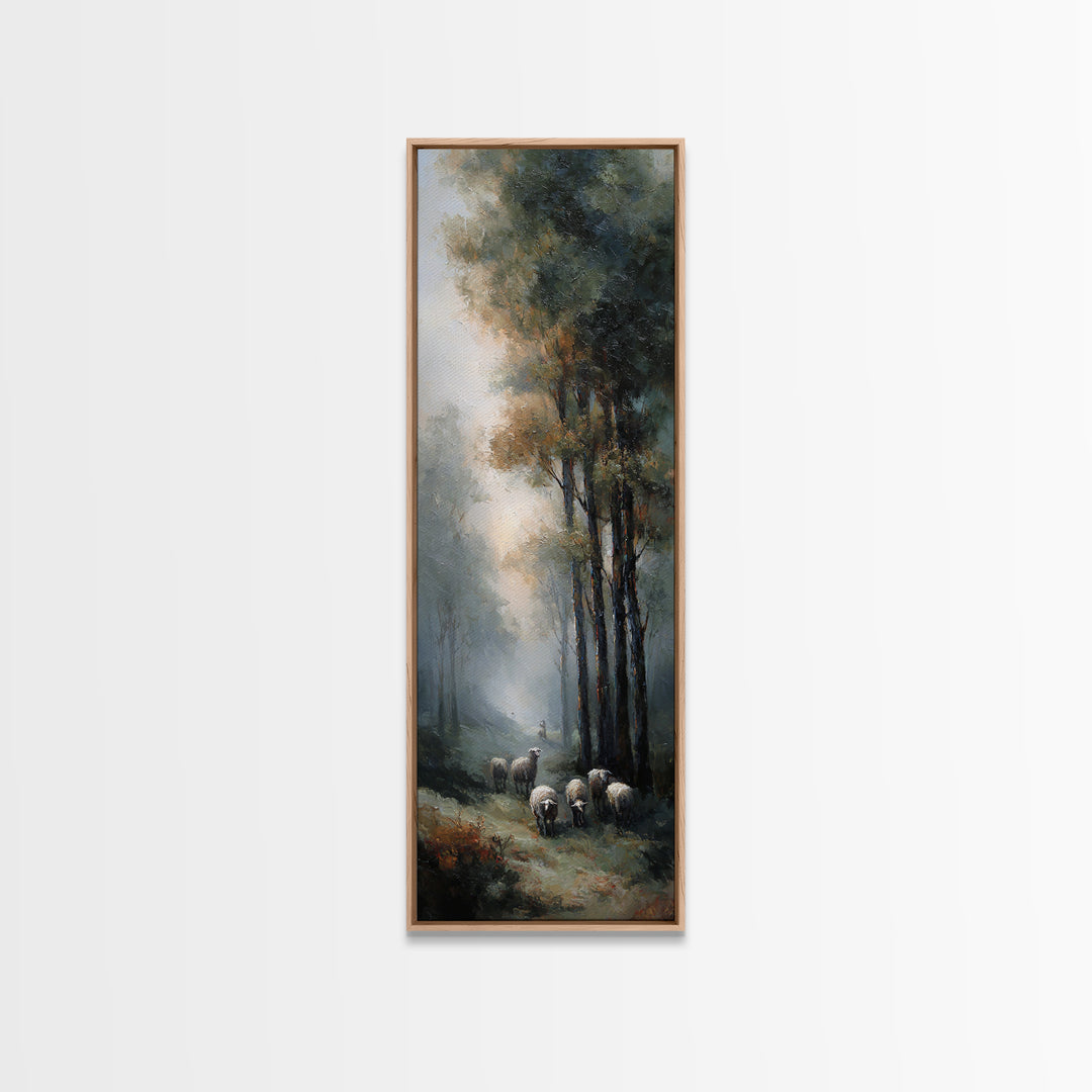 Golden Field Shepherd – Framed Canvas Print – Narrow Art – Christian Art – Jesus Painting – Christian Christmas Art
