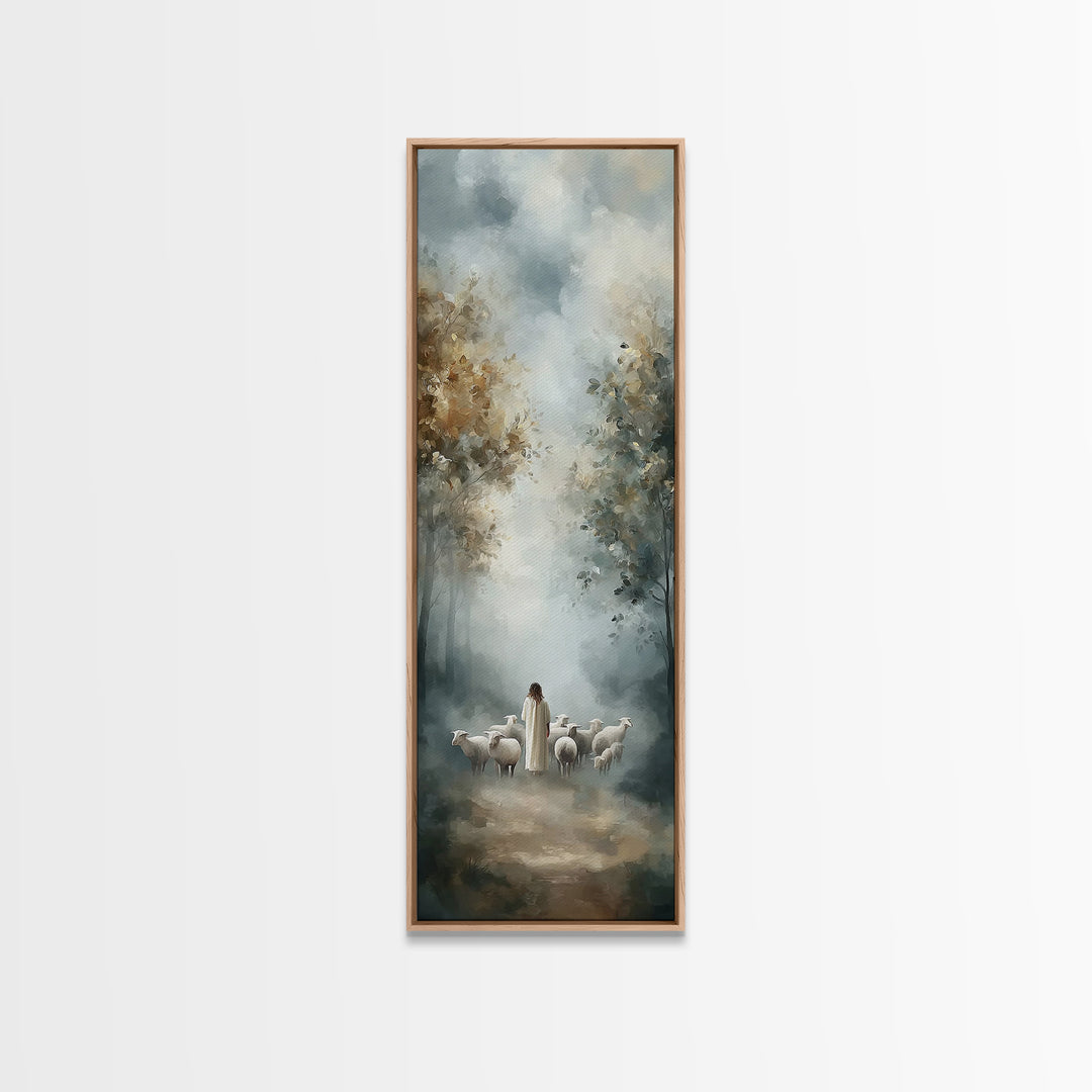 Heavenly Forest Path – Framed Canvas Print – Skinny Art – Christian Art – Jesus Painting – Christian Christmas Artwork