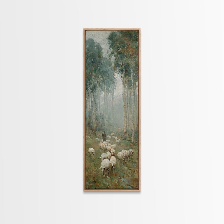 Shepherds In Mist – Framed Canvas Print – Christian Wall Art – Jesus Painting – Tall Narrow Wall Art – Christian Art Canvas – Christmas Art