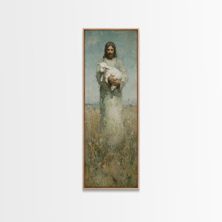 Lamb Of Peace – Framed Canvas Print – Christian Art Canvas – Christian Wall Art – Skinny Art – Jesus Painting – Christian Christmas Art