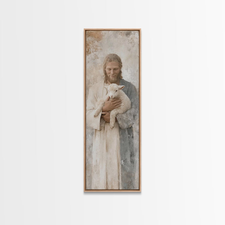 Solace In Stillness – Framed Canvas Print – Jesus Painting – Christian Art Canvas – Narrow Art – Christian Wall Art – Christmas Art