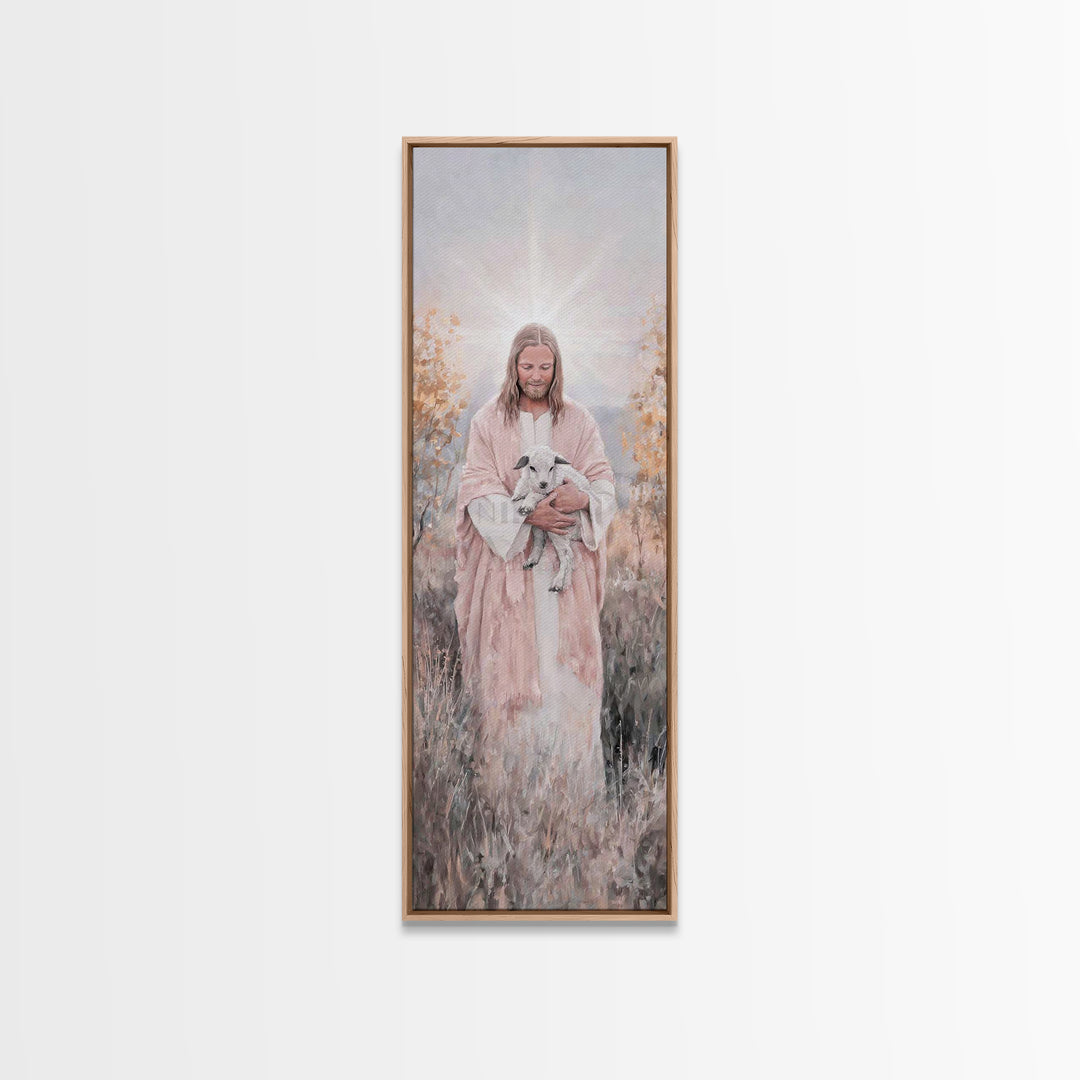 Redeeming Light – Framed Canvas Print – Christian Wall Art – Christian Painting – Tall Skinny Art Print – Jesus Painting – Christian Christ