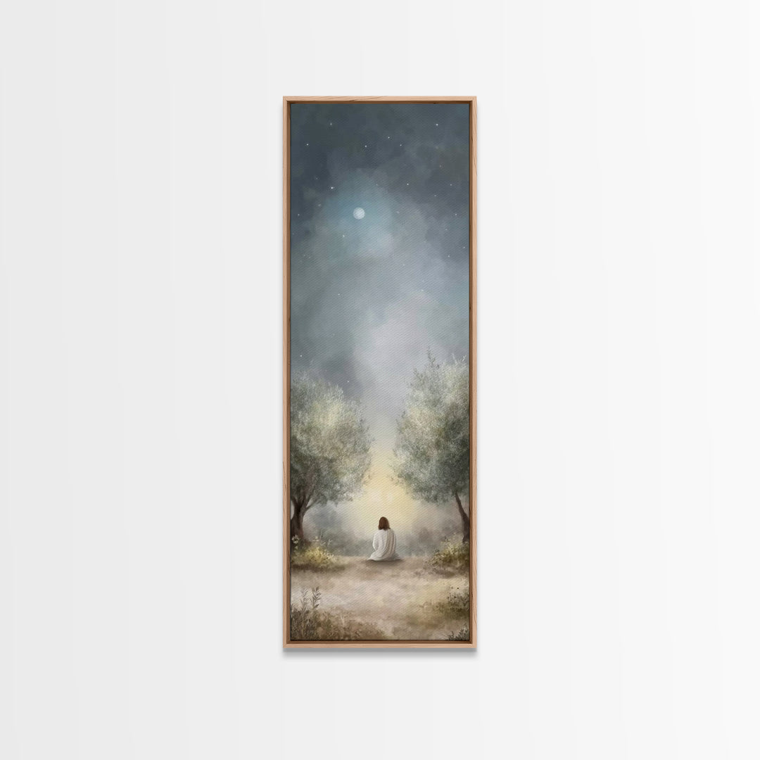 Night Of Mercy – Framed Canvas Print – Christian Art Canvas – Jesus Painting – Tall Narrow Wall Art – Christian Wall Art – Christian Art