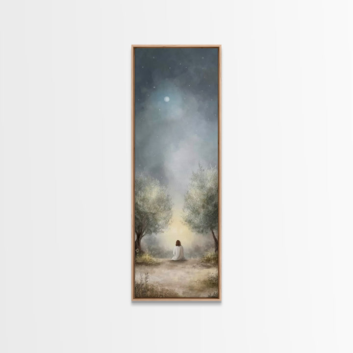 Night Of Mercy – Framed Canvas Print – Christian Art Canvas – Jesus Painting – Tall Narrow Wall Art – Christian Wall Art – Christian Art