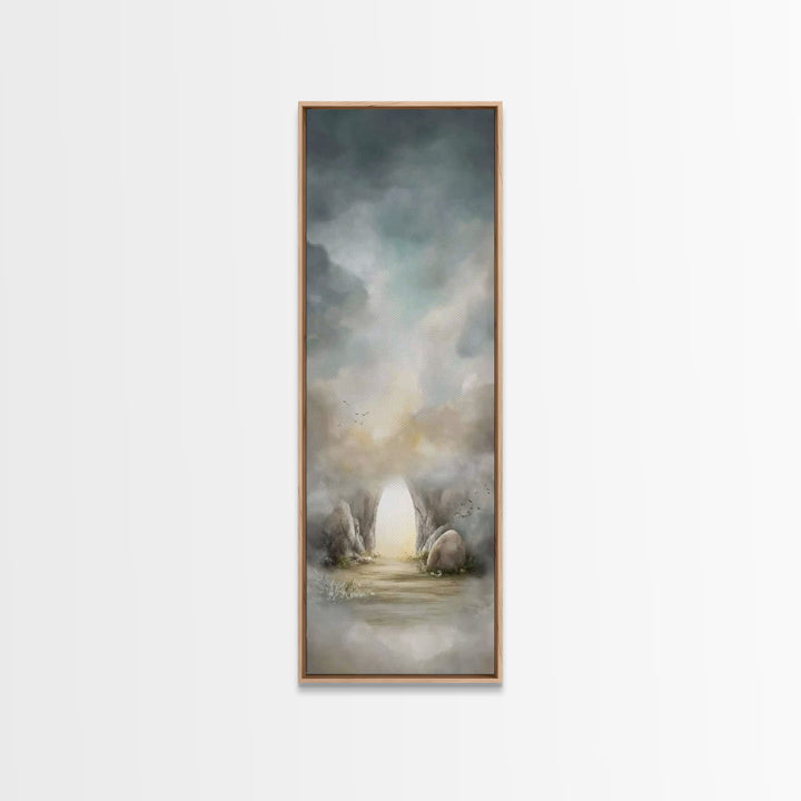 Empty Tomb Dawn – Framed Canvas Print – Christian Art Canvas – Jesus Painting – Tall Skinny Art Print – Christian Wall Art – Christian Pain