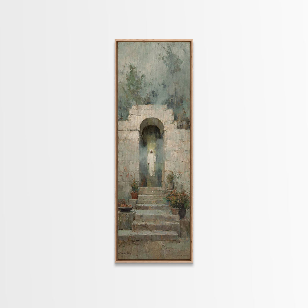 Risen Dawn Glory - Framed Canvas Print - Tall Narrow Wall Art - Christian Wall Art - Jesus Painting - Christian Art Canvas - Christian Deco