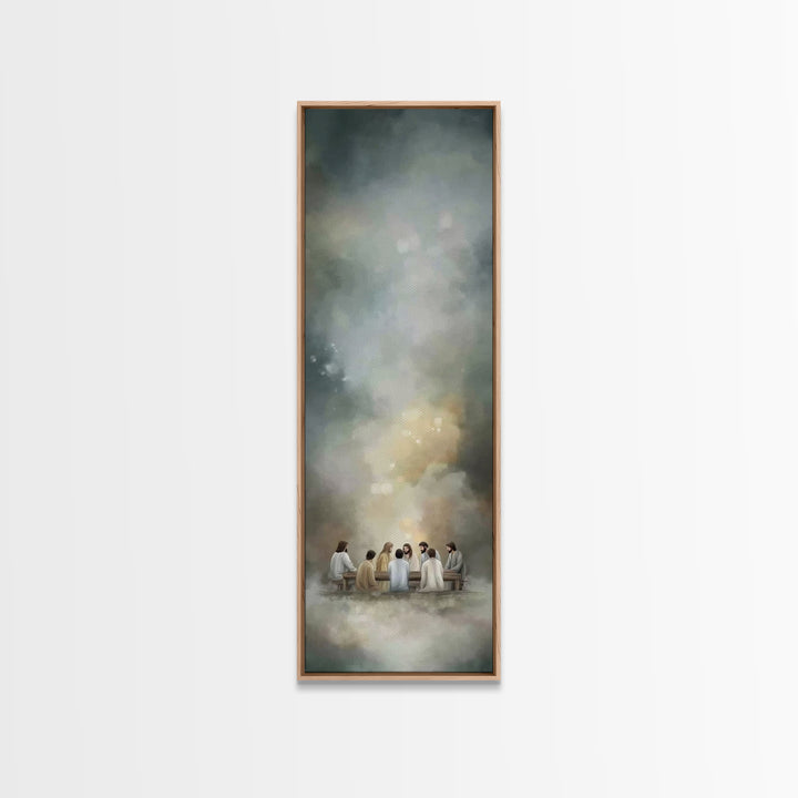 Sacred Cloud Gathering - Framed Canvas Print - Tall Skinny Art Print - Christian Art - Jesus Painting - Christian Wall Art - Christian Deco