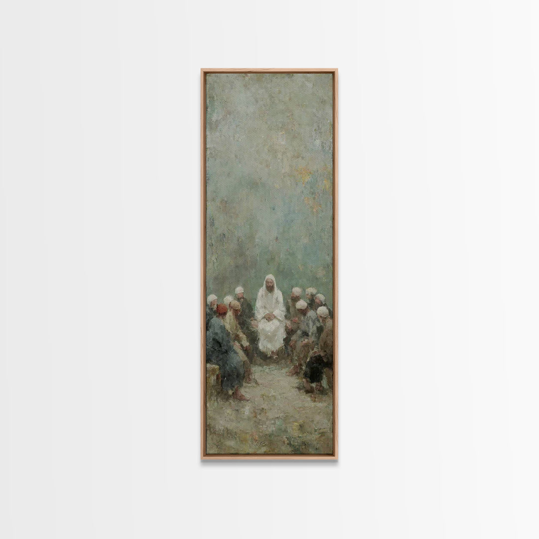 Quiet Teaching Circle - Framed Canvas Print - Skinny Art - Christian Wall Art - Jesus Painting - Christian Art - Christian Art Canvas