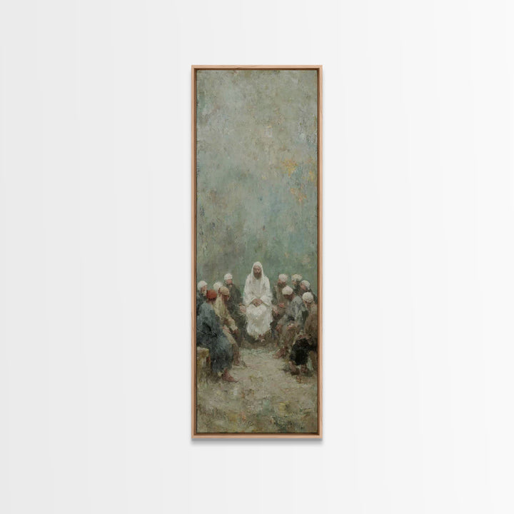 Quiet Teaching Circle - Framed Canvas Print - Skinny Art - Christian Wall Art - Jesus Painting - Christian Art - Christian Art Canvas
