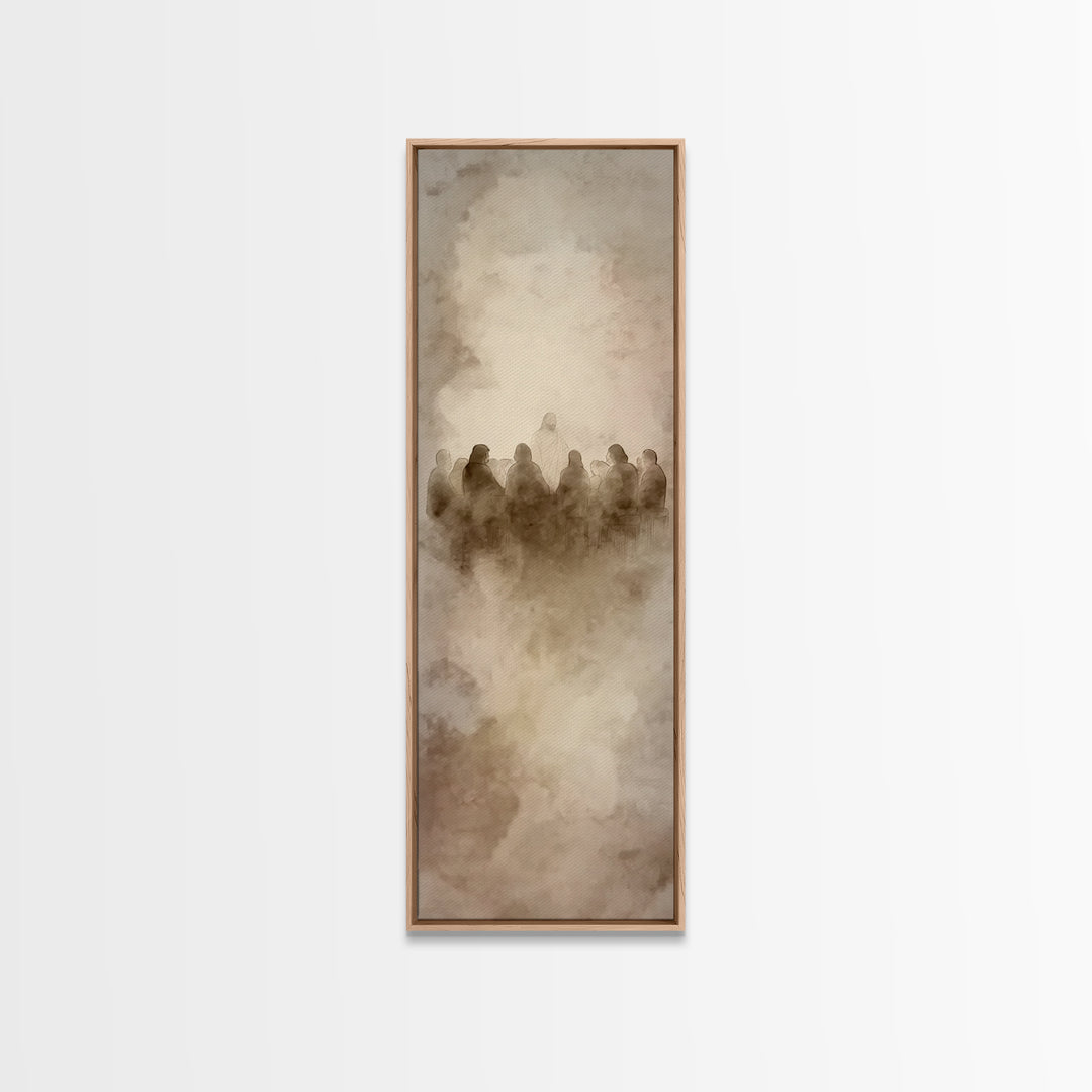 Gentle Mist Communion - Framed Canvas Print - Tall Narrow Wall Art - Christian Art - Christian Art Canvas - Christian Wall Art - Jesus Pain