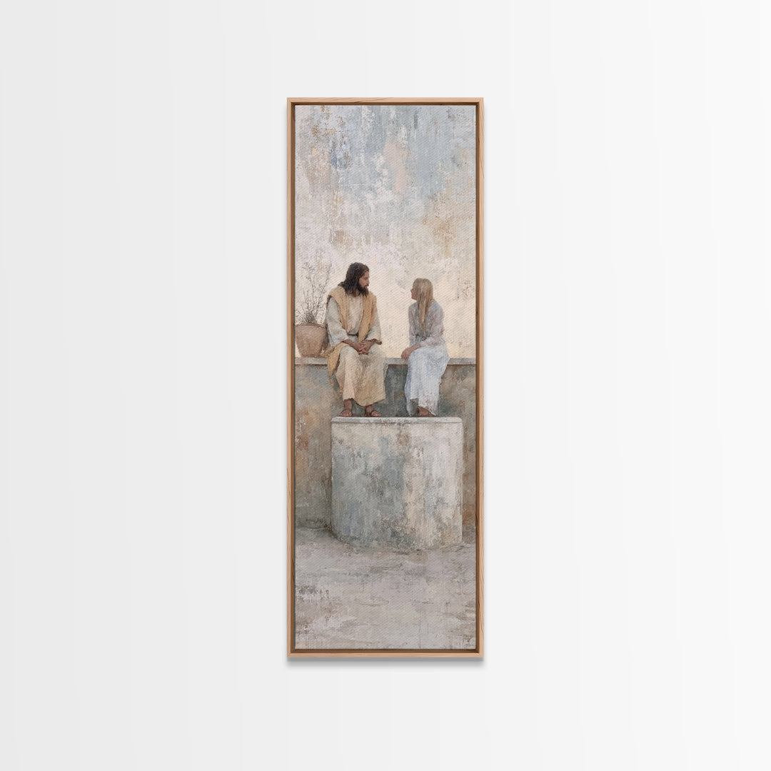 Desert Well Peace – Framed Canvas Print – Narrow Art – Christian Art – Jesus Painting – Christian Art Canvas – Christian Wall Art