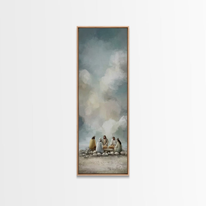 Warm Light Communion – Framed Canvas Print – Tall Skinny Art Print – Christian Art – Jesus Painting – Christian Art Canvas – Christian Wall