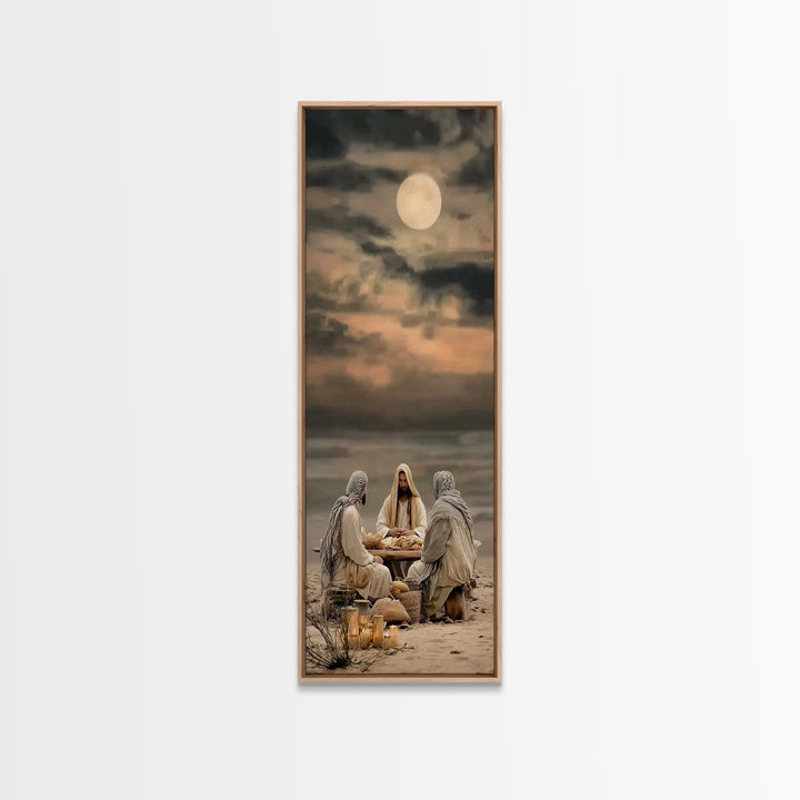 Moonlit Table Grace – Framed Canvas Print – Skinny Art – Christian Art Canvas – Christian Wall Art – Christian Painting – Christian Art