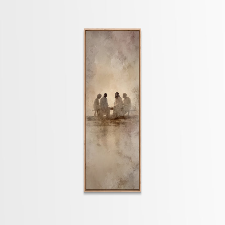 Radiant Table Fellowship – Framed Canvas Print – Tall Narrow Wall Art – Christian Art Canvas – Christian Wall Art – Jesus Painting – Christ