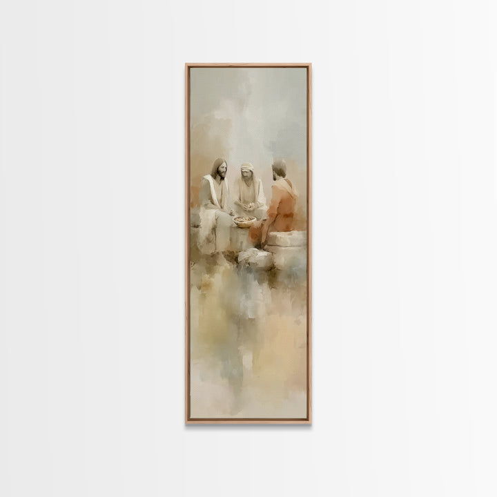 Evening Meal Grace – Framed Canvas Print – Narrow Art – Christian Art Canvas – Christian Wall Art – Jesus Painting – Christian Christmas De