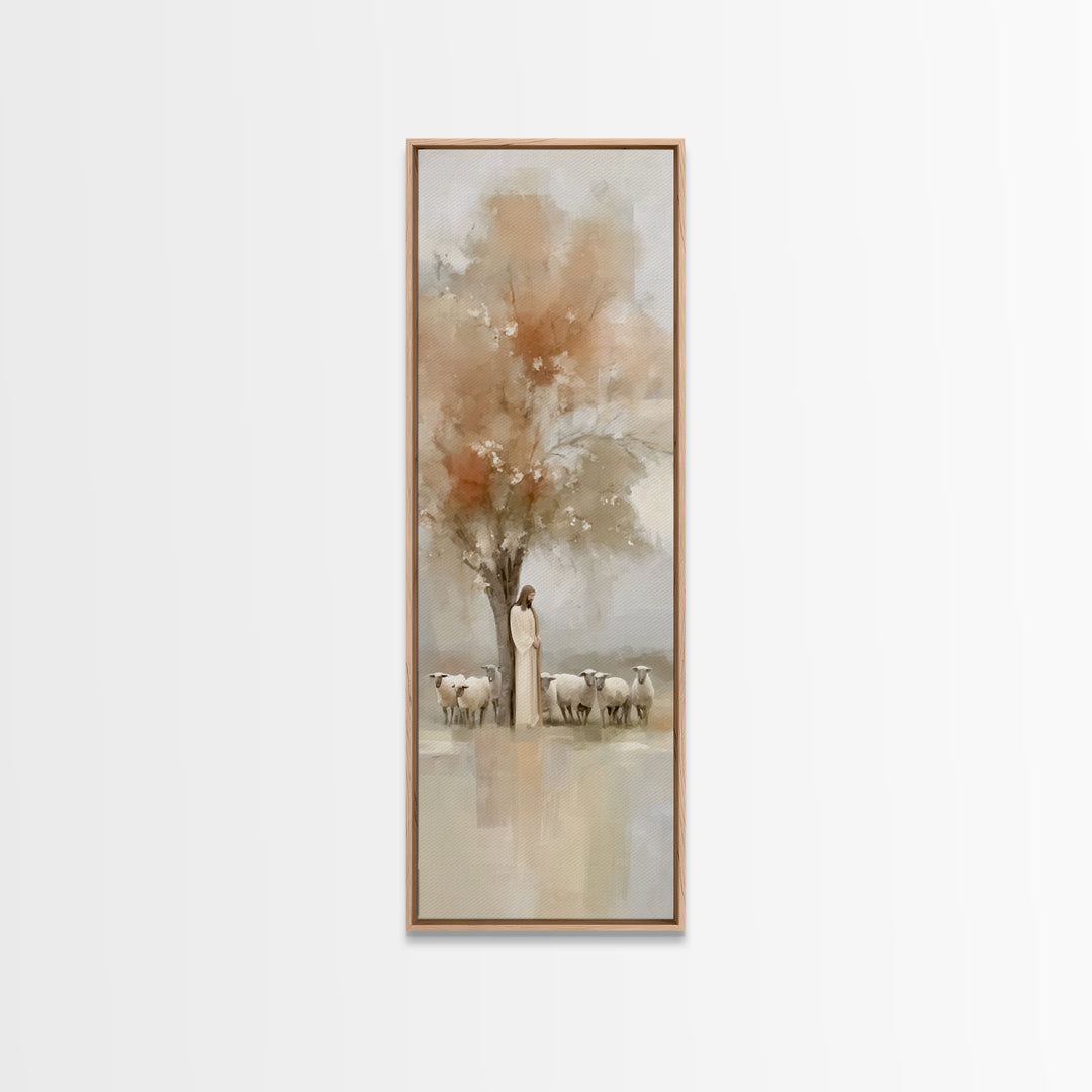 Gentle Orchard Watch – Framed Canvas Print – Skinny Art – Christian Art Canvas – Christian Wall Art – Jesus Painting – Christian Christmas