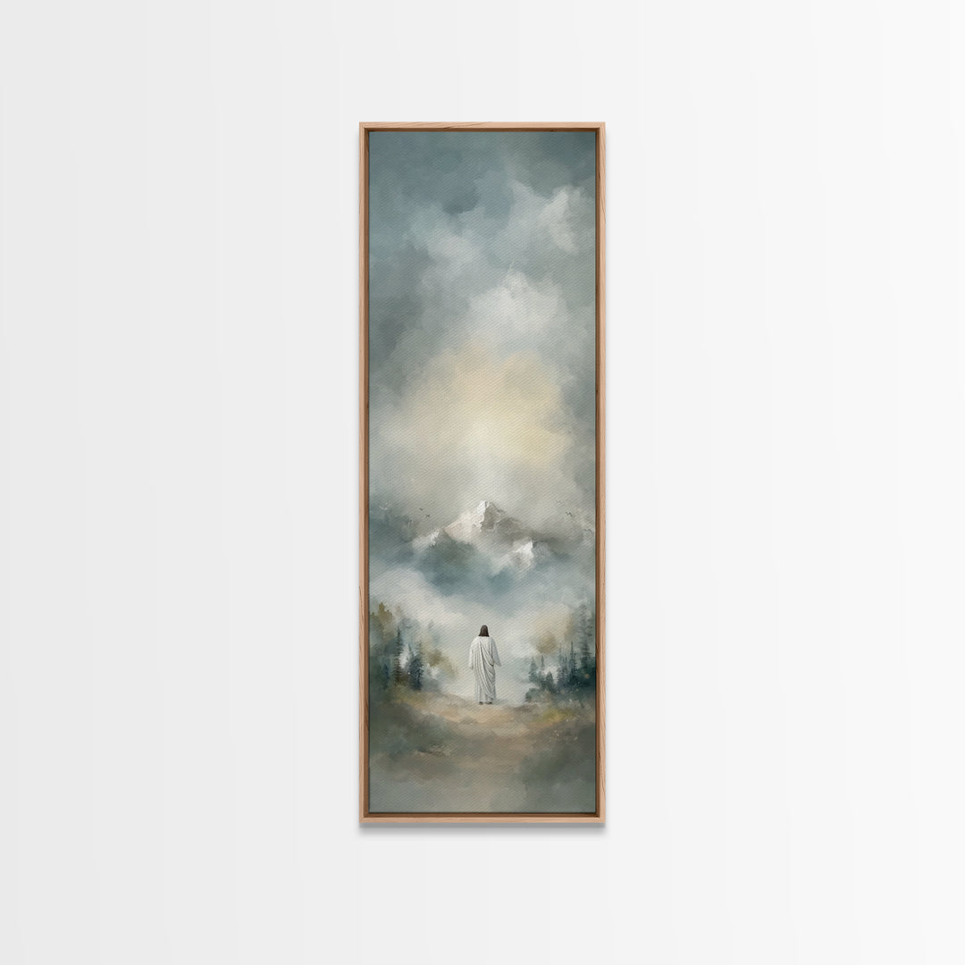 Ascension Serenity – Framed Canvas Print – Tall Skinny Art Print – Christian Wall Art – Christian Art Canvas – Jesus Painting – Christmas A