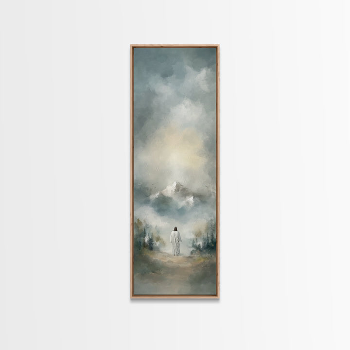 Ascension Serenity – Framed Canvas Print – Tall Skinny Art Print – Christian Wall Art – Christian Art Canvas – Jesus Painting – Christmas A