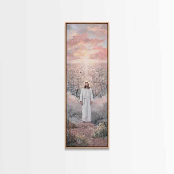 City Of Light – Framed Canvas Print – Tall Narrow Wall Art – Christian Art Canvas – Jesus Painting – Christian Wall Art – Christian Christm