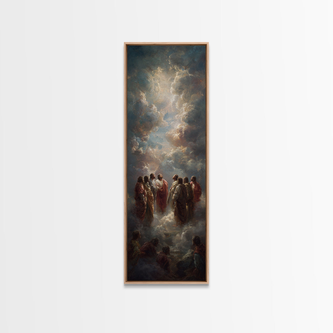 Heavenly Gathering, Framed Canvas Print, Narrow Art, Christian Art Canvas, Christian Wall Art, Jesus Painting, Christian Christmas Art