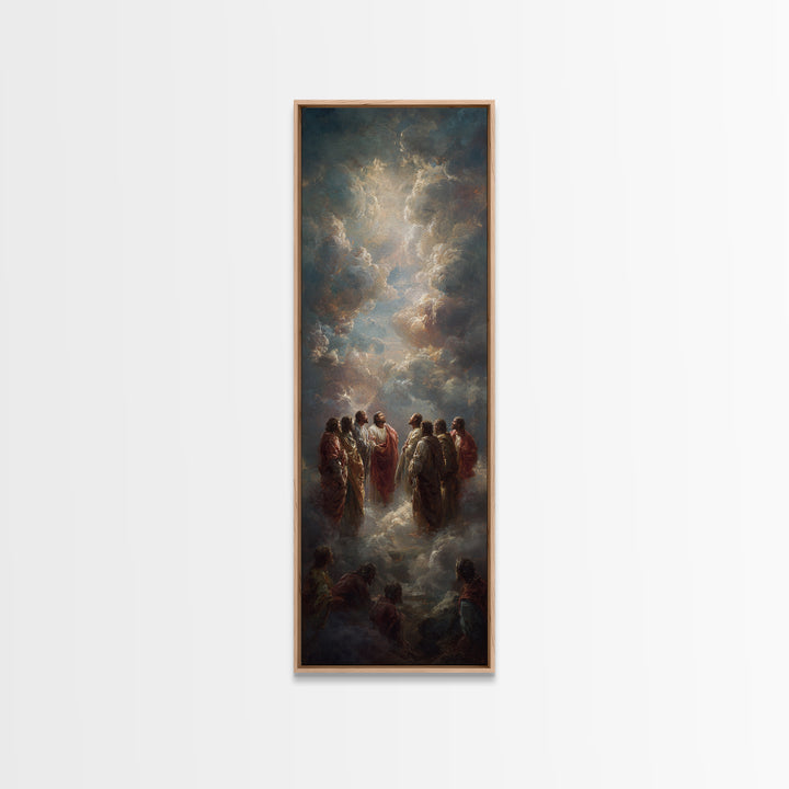Heavenly Gathering, Framed Canvas Print, Narrow Art, Christian Art Canvas, Christian Wall Art, Jesus Painting, Christian Christmas Art