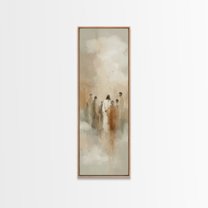Sacred Meeting | Framed Canvas Print | Tall Skinny Art Print | Christian Art Canvas | Christian Wall Art | Jesus Painting | Christmas Art